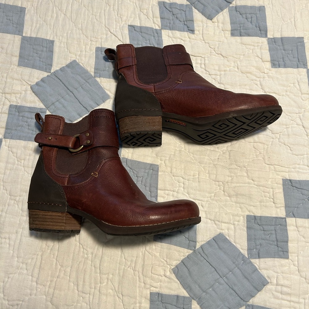 Merrell Dark Brown Leather Ankle Booties
